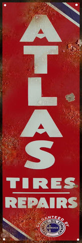 Vintage Atlas Tire Repair Metal Sign