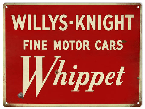 Vintage Willys Knight Motor Car Metal Sign