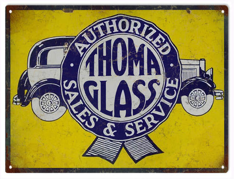 Vintage Thoma Glass Service Metal Sign