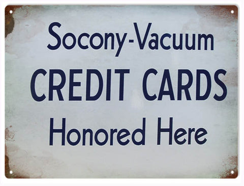 Vintage Socony Vacuum Credit Card Metal Sign