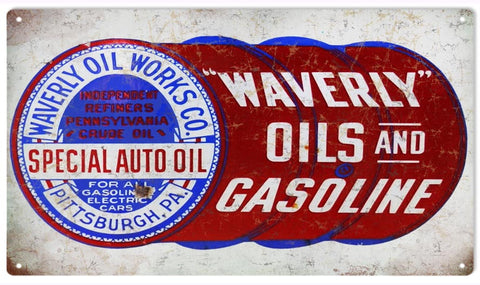 Vintage Waverly oil and Gasoline Metal Sign