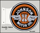 Johnson Motor Oil Flange Metal Sign