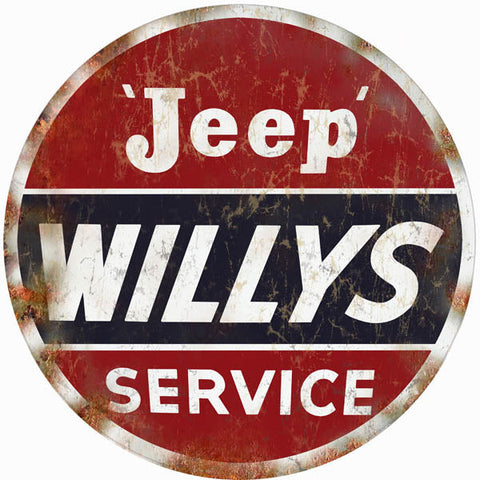 Vintage Willys Jeep Service Metal Sign