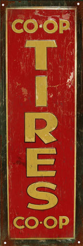 Vintage CO Op Tires Metal Sign