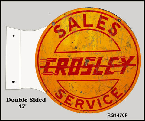 Vintage Crosley Sales Service Flange Metal Sign