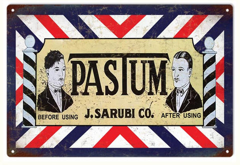 Vintage Pastum Barber Metal Sign