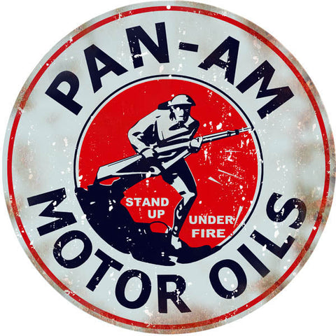 Vintage Pan Am Motor Oils Metal Sign