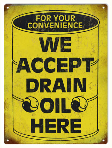 Vintage Drain Oil Metal Sign