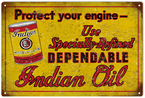 Vintage Indian Motor Oil Metal Sign