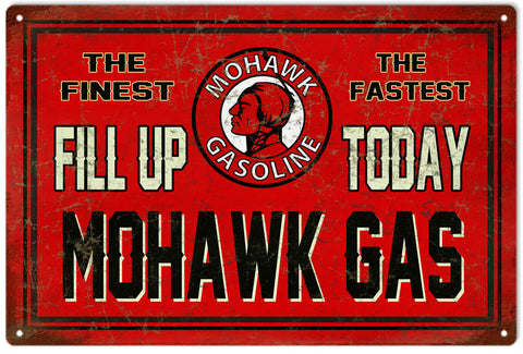 Vintage Mohawk Gasoline Metal Sign