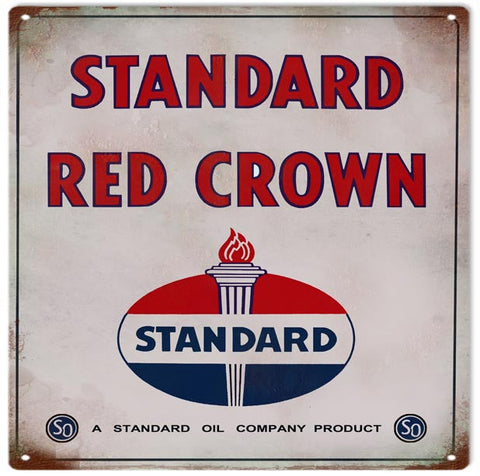 Vintage Standard Red Crown Metal Sign