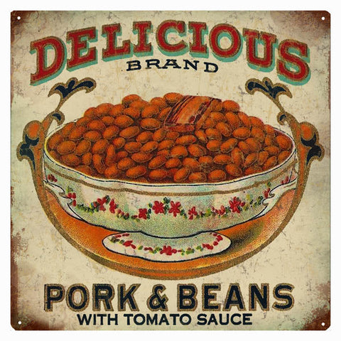 Vintage Pork And Beans Metal Sign