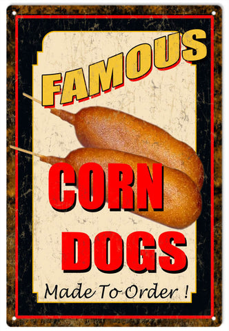 Vintage Corn Dog Bar Metal Sign