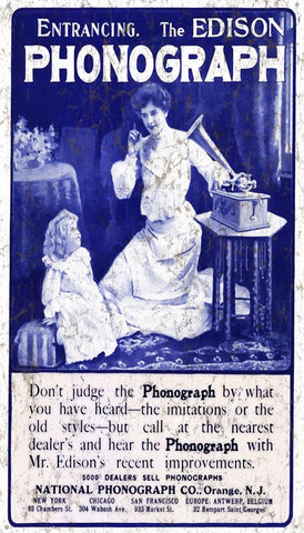 Vintage The Edison Phonograph Metal Sign