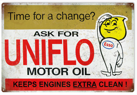 Vintage Uniflo Motor Oil Metal Sign