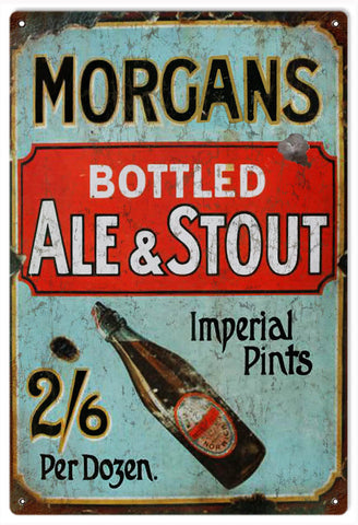 Vintage Morgans Ale And Stout Metal Sign