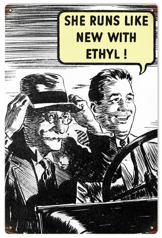 Vintage Ethyl Motor Oil Metal Sign