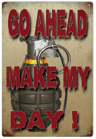 Vintage Go Ahead Make My Day Metal Sign