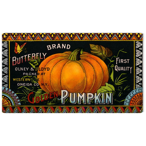 Vintage Golden Pumpkin Metal Sign