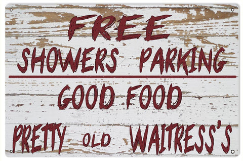 Good Food Pretty Waitress Metal Sign