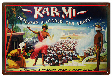 Vintage Kar Mi Magician Metal Sign