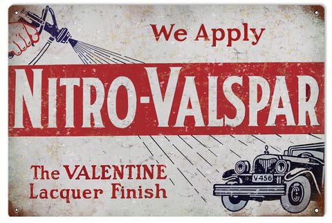 Vintage Nitro Valspar Laquer Finish Metal Sign