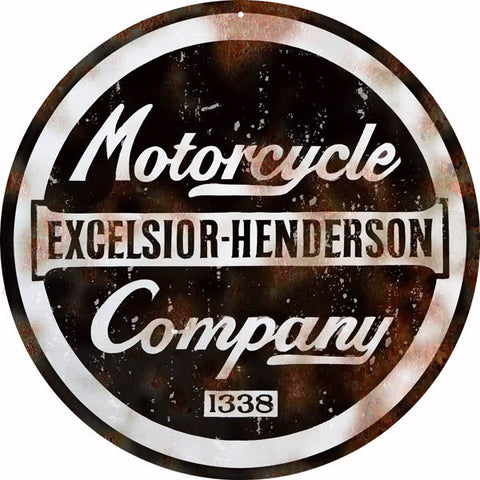 Vintage Excelsior Henderson Motorcycle Metal Sign