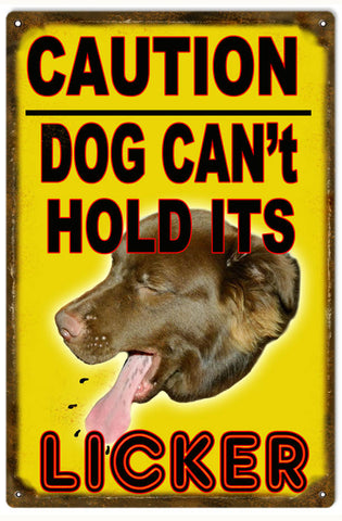 Vintage Caution Dog Metal Sign