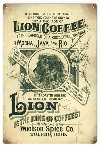 Vintage Lions Coffee Metal Sign