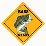 Bass Xing Fishing Metal Sign