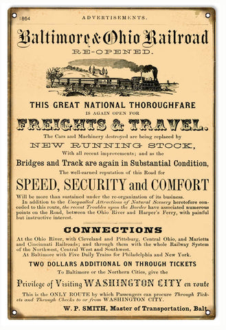 Vintage Baltimre And Ohio Railroad Metal Sign