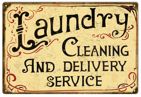 Vintage Laundry Cleaning Metal Sign