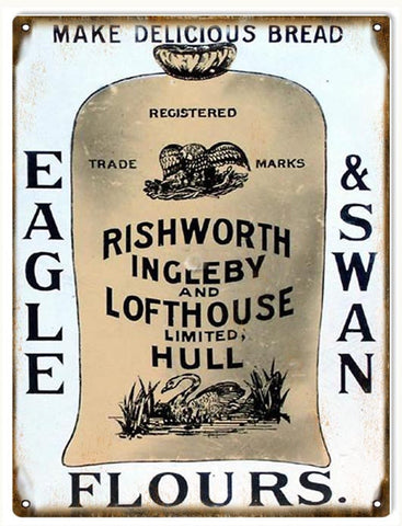 Vintage Eagle And Swan Flour Metal Sign