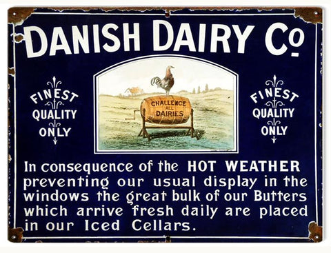 Vintage Danish Dairy Co. Metal Sign