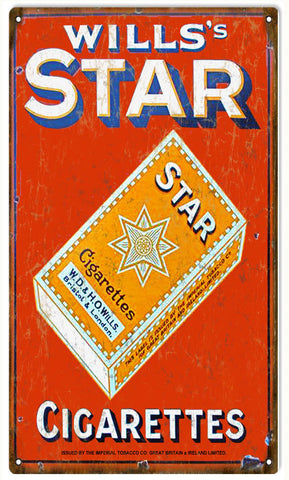 Vintage Star Cigarettes Metal Sign