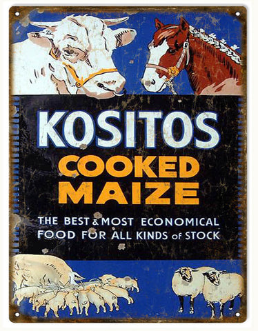Vintage Kositos Stock Food Metal Sign
