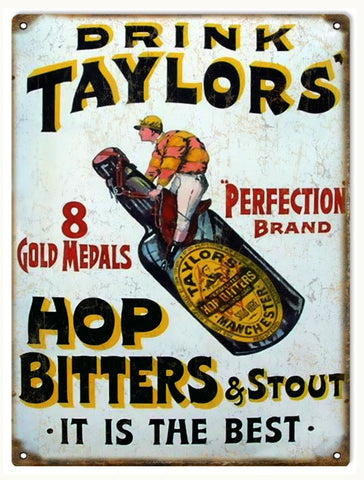 Vintage Taylors Hop And Stout Beer Metal Sign