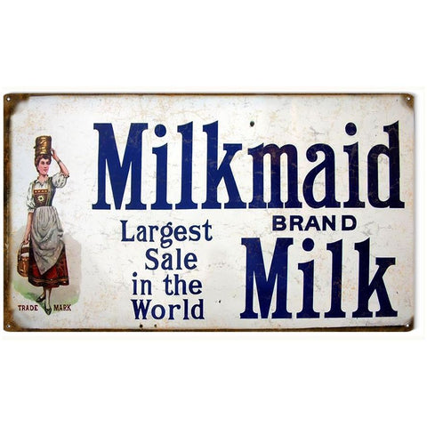 Vintage Milkmaid Metal Sign
