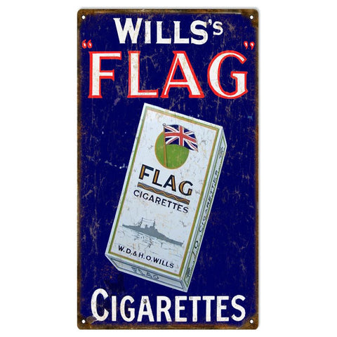 Vintage Wills Flag Cigarettes Metal Sign