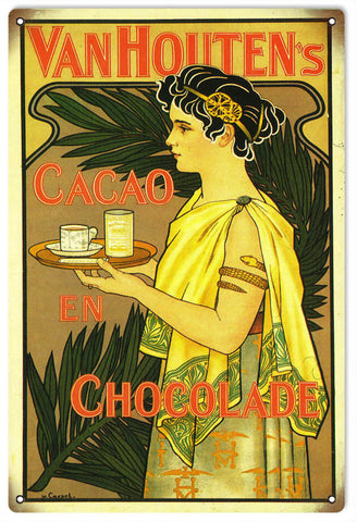 Vintage Van Houten Chocolate Metal Sign