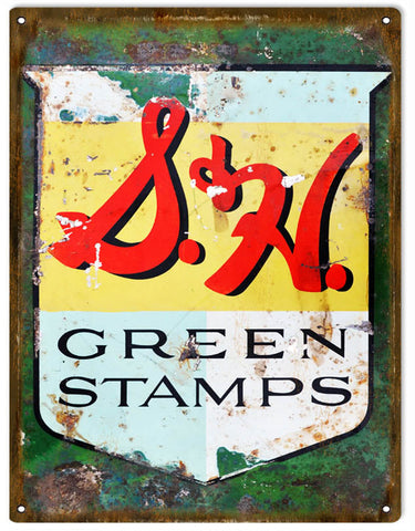 Vintage S & H Stamps Metal Sign