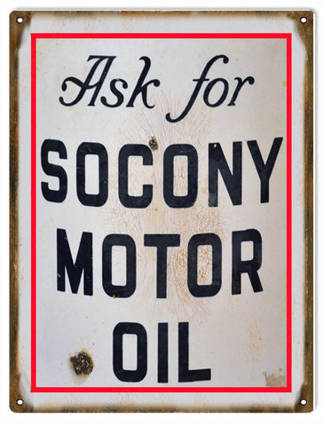 Vintage Socony Motor Oil Metal Sign