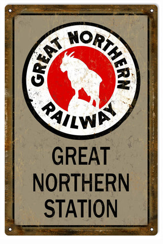 Vintage Great Northern Railway Metal Sign
