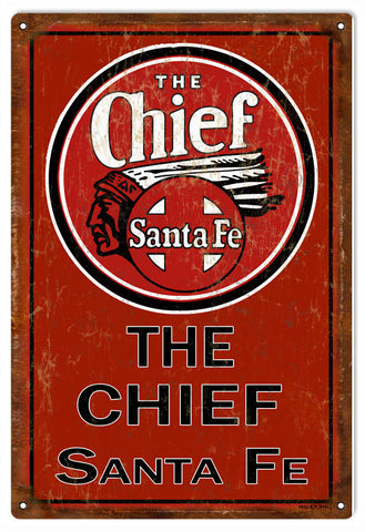 Red Vintage The Chiefs Railroad Metal Sign