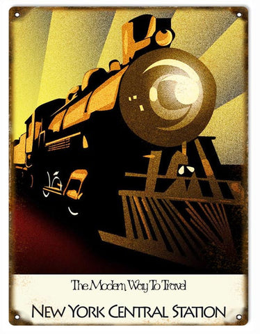 Vintage New York Central Station Railroad Metal Sign