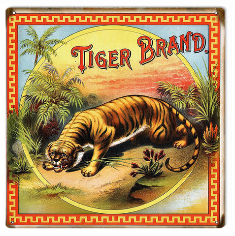 Vintage Tiger Brand Cigar Metal Sign