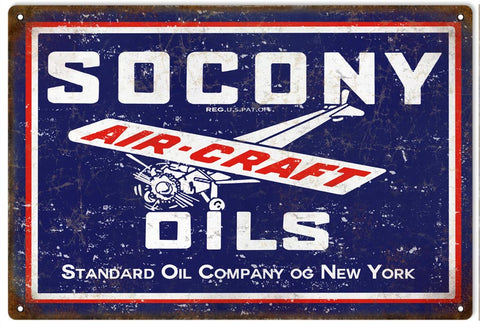 Vintage Socony Air Craft Oil Metal Sign