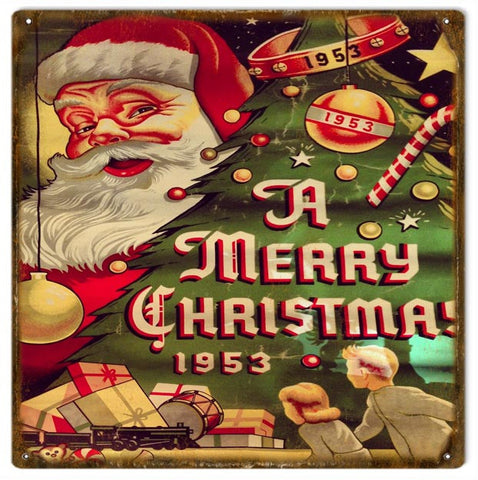 Vintage Merry Christmas Metal Sign
