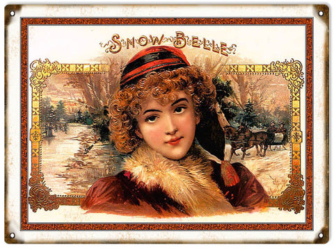 Vintage Snow Belle Cigar Metal Sign