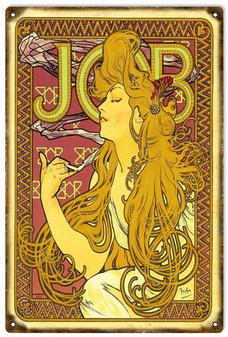 Vintage Job Cigarette Metal Sign